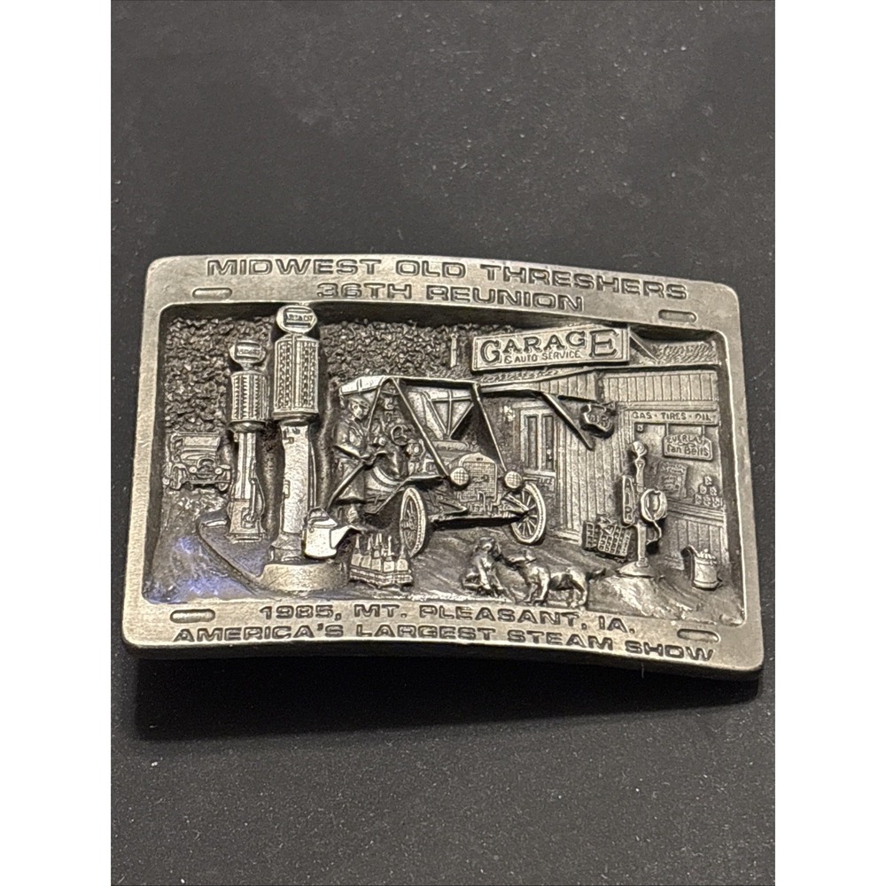 1985 Midwest Old Settlers Threshers Belt Buckle LE #140 Made In USA.